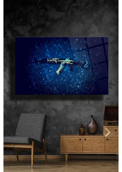 Mavi Ak-47 Cam Tablo,duvar Dekarasyon Ürünleri fırsatları