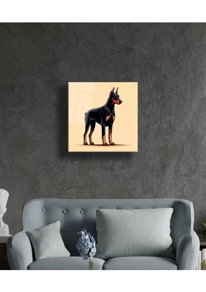 Asil Bakış Doberman Portresi Cam Tablo Hediyelik Büyük Tablo Ev Ofis Dekoru fiyatları