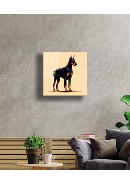 Asil Bakış Doberman Portresi Cam Tablo Hediyelik Büyük Tablo Ev Ofis Dekoru modelleri