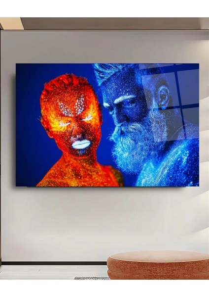 Ateş ve Buz Çelişki Temalı Sanatsal Cam Tablo fiyatları