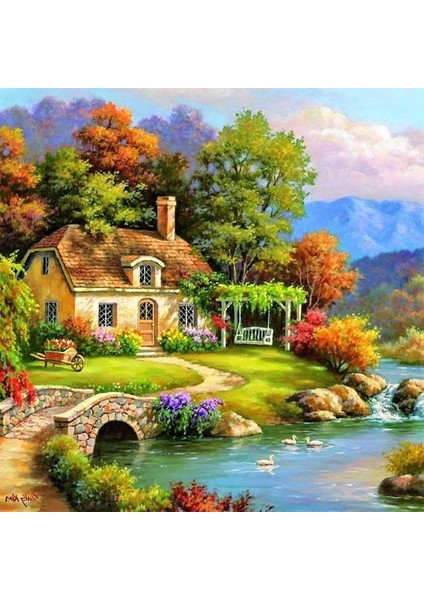 Canvas Cennet Bahçesi Sayılarla Boyama Seti Kasnaklı 40 x 50 cm
