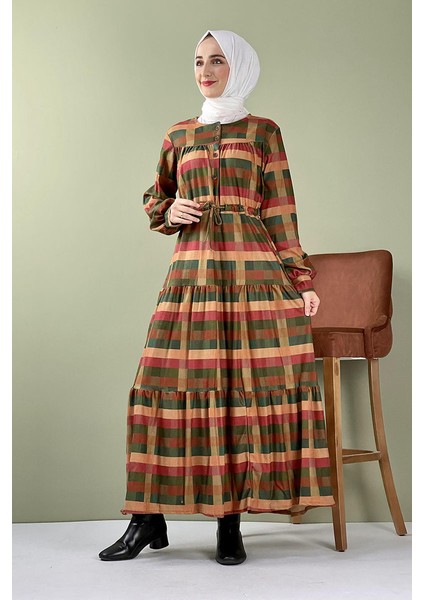 B Bsma Moda Çizgi Tesettür Elbise