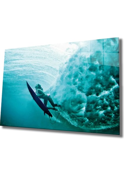 Marsilyan- Deniz Sörfü Cam Tablo Sea Surfing