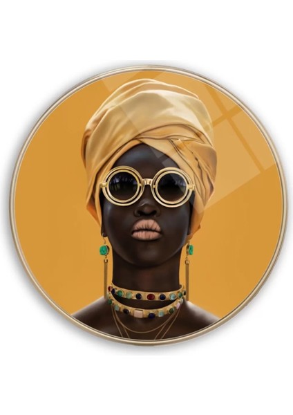 Marsilyan- Afrikalı Kadın Yuvarlak Cam Tablo fiyatları