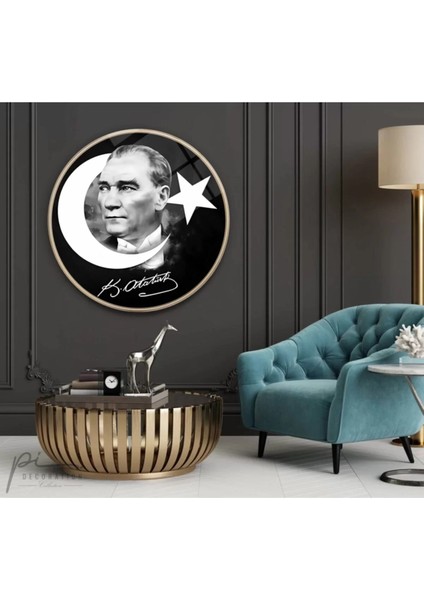 Marsilyan- Atatürk Yuvarlak Cam Tablo