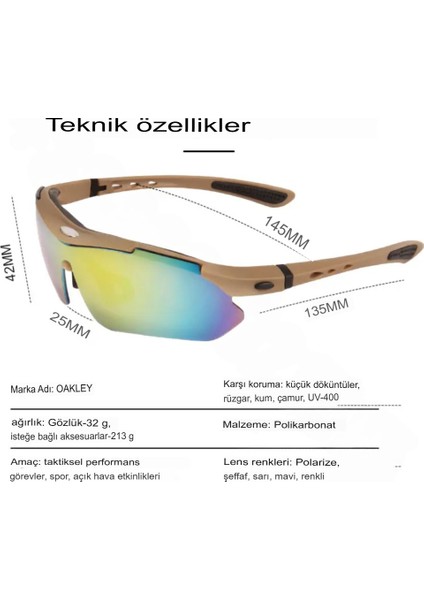 Polarize 5 Lensli Taktikal Gözlük / Tactical Gözlük / Bisiklet Gözlüğü indirimleri