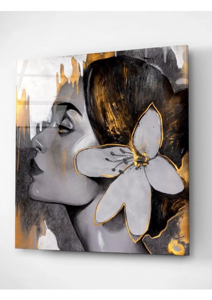 - Altın Çiçekli Kadın Cam Tablo fiyatları