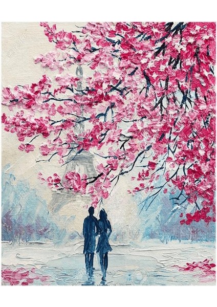 Canvas Baharda Aşk Sayılarla Boyama Seti Kasnaklı 40 x 50 cm indirimleri