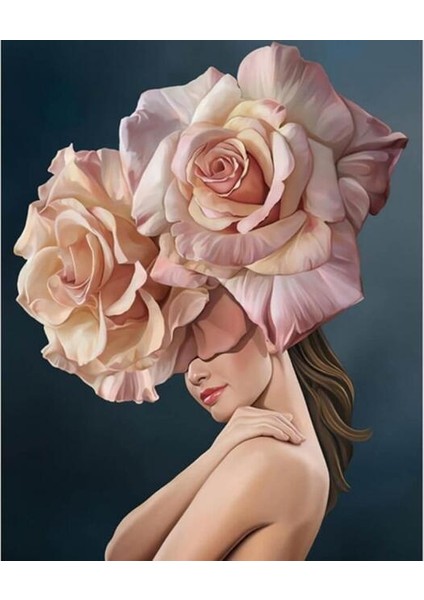 Canvas Çiçek Kadın 1 Renkli Sayılarla Boyama Seti Kasnaklı 40 x 50 cm indirimleri