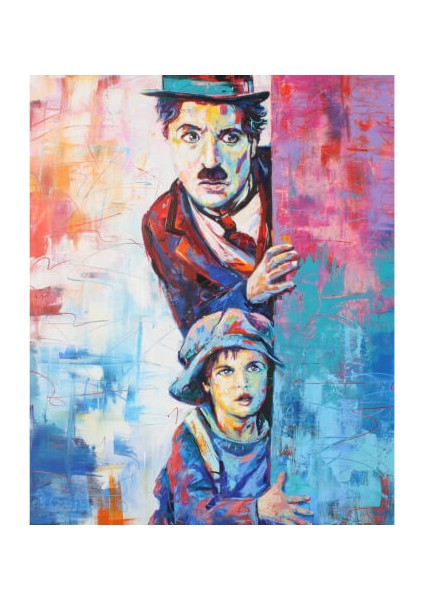 Canvas Charlie Chaplin Efsanesi Sayılarla Boyama Seti Kasnaklı 40 x 50 cm