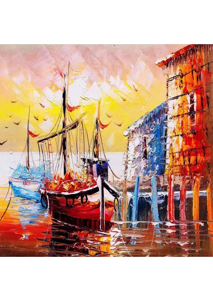 Canvas Kıyı Şeridi Sayılarla Boyama Seti Kasnaklı 40 x 50 cm