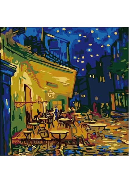 Canvas Van Gogh Teras Kafe Sayılarla Boyama Seti Kasnaklı 70 x 90 cm