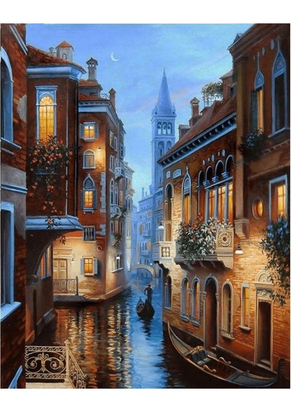 Canvas Aşıklar Şehri Venedik Sayılarla Boyama Seti Kasnaklı 60 x 75 cm