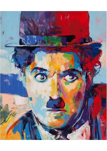 Canvas Renkli Charlie Chaplin Sayılarla Boyama Seti Kasnaklı 40 x 50 cm