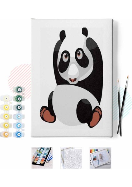 Canvas Uykulu Panda Sayılarla Boyama Seti Kasnaklı 40 x 50 cm indirimleri