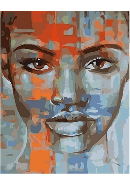 Canvas Afrikalı Güzel 3 Sayılarla Boyama Seti Kasnaklı 40 x 50 cm