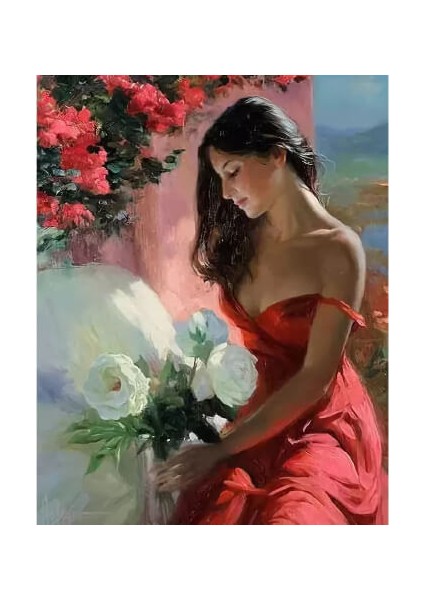 Canvas Bir Kadının Hatırası Sayılarla Boyama Seti Kasnaklı 40 x 50 cm