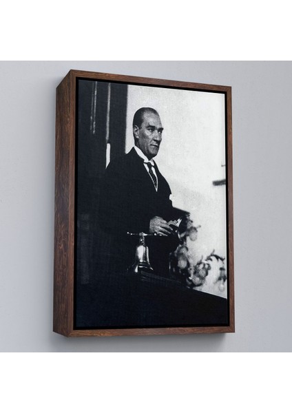 Çerçeveli Atatürk Portre Tablosu Mustafa Kemal Atatürk Dikdörtgen Dekoratif Kanvas TABLO-148