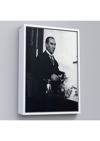 Çerçeveli Atatürk Portre Tablosu Mustafa Kemal Atatürk Dikdörtgen Dekoratif Kanvas TABLO-148