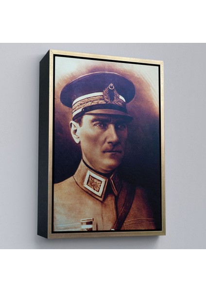 Çerçeveli Atatürk Portre Tablosu Mustafa Kemal Atatürk Dikdörtgen Dekoratif Kanvas Tablo-66