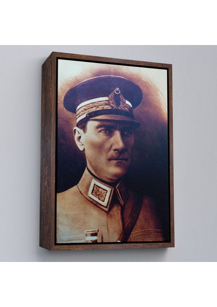 Çerçeveli Atatürk Portre Tablosu Mustafa Kemal Atatürk Dikdörtgen Dekoratif Kanvas Tablo-66