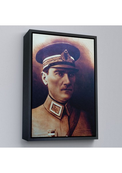 Çerçeveli Atatürk Portre Tablosu Mustafa Kemal Atatürk Dikdörtgen Dekoratif Kanvas Tablo-66