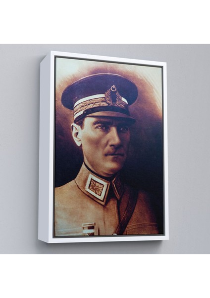 Çerçeveli Atatürk Portre Tablosu Mustafa Kemal Atatürk Dikdörtgen Dekoratif Kanvas Tablo-66