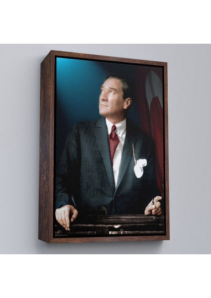Çerçeveli Atatürk Portre Tablosu Mustafa Kemal Atatürk Dikdörtgen Dekoratif Kanvas Tablo-64