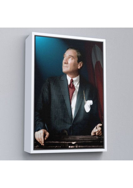 Çerçeveli Atatürk Portre Tablosu Mustafa Kemal Atatürk Dikdörtgen Dekoratif Kanvas Tablo-64