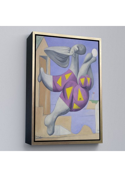 Çerçeveli Pablo Picasso - Plaj Topu Ile Yıkanıyor Tablosu - Pablo Picasso Bather With BEACHBALL-8076