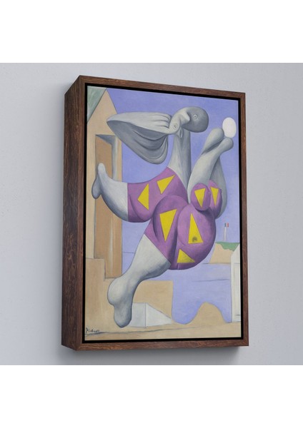 Çerçeveli Pablo Picasso - Plaj Topu Ile Yıkanıyor Tablosu - Pablo Picasso Bather With BEACHBALL-8076
