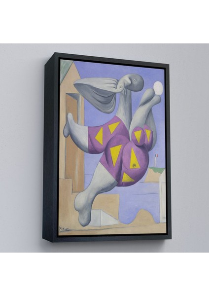 Çerçeveli Pablo Picasso - Plaj Topu Ile Yıkanıyor Tablosu - Pablo Picasso Bather With BEACHBALL-8076