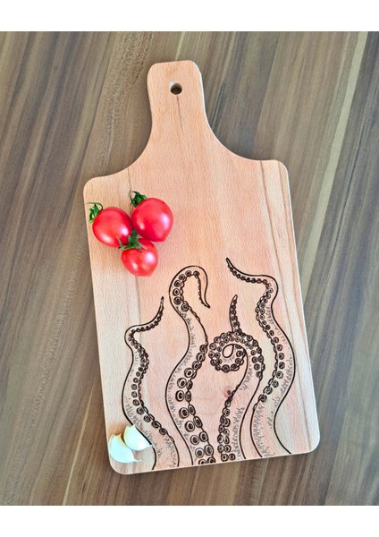 Ahtapot Desenli Ahşap Kesme Tahtası modelleri