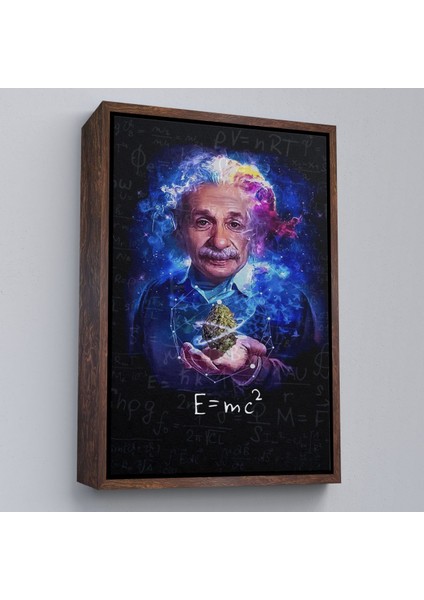 Çerçeveli Albert Einstein E=mc2 Kanvas Tablo, Matematik Öğretmeninin HEDIYESI-5244