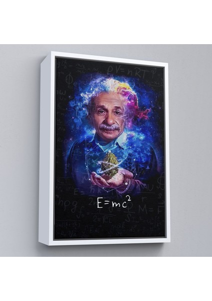 Çerçeveli Albert Einstein E=mc2 Kanvas Tablo, Matematik Öğretmeninin HEDIYESI-5244