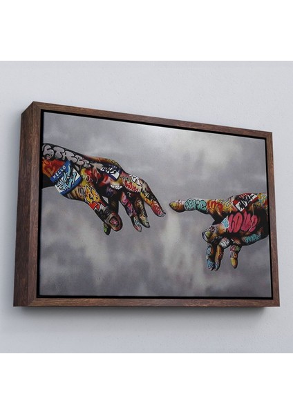 Çerçeveli Tanrının Eli Tablo, Hıristiyanlara Hediye, Incil Severler, Banksy Graffiti SANATI-5415