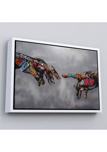 Çerçeveli Tanrının Eli Tablo, Hıristiyanlara Hediye, Incil Severler, Banksy Graffiti SANATI-5415