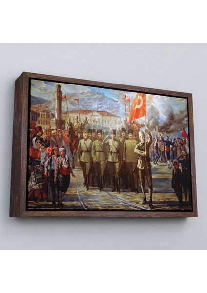 Çerçeveli Izmir'in Kurtuluşu Tablosu - Atatürk'ün Izmire GIRIŞI-6627