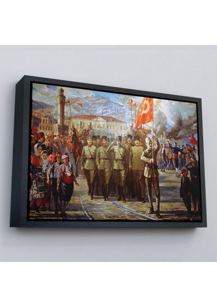 Çerçeveli Izmir'in Kurtuluşu Tablosu - Atatürk'ün Izmire GIRIŞI-6627