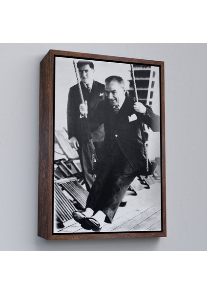 Çerçeveli Atatürk Portre Tablosu Mustafa Kemal Atatürk Dikdörtgen Dekoratif Kanvas TABLO-146