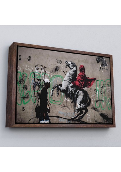 Çerçeveli Banksy Napolyon Geçişi Alpler Kanvas TABLOSU-5094