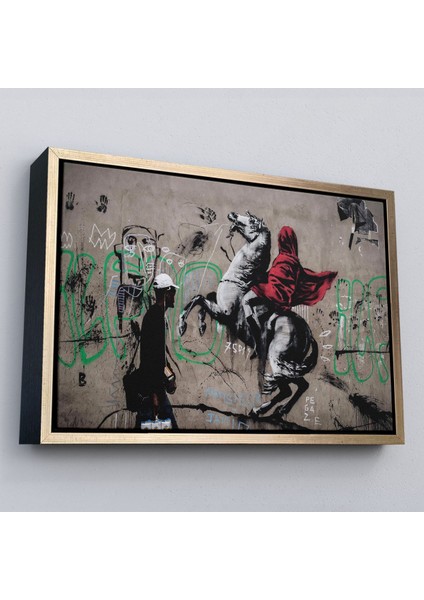 Çerçeveli Banksy Napolyon Geçişi Alpler Kanvas TABLOSU-5094