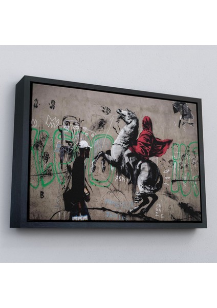 Çerçeveli Banksy Napolyon Geçişi Alpler Kanvas TABLOSU-5094