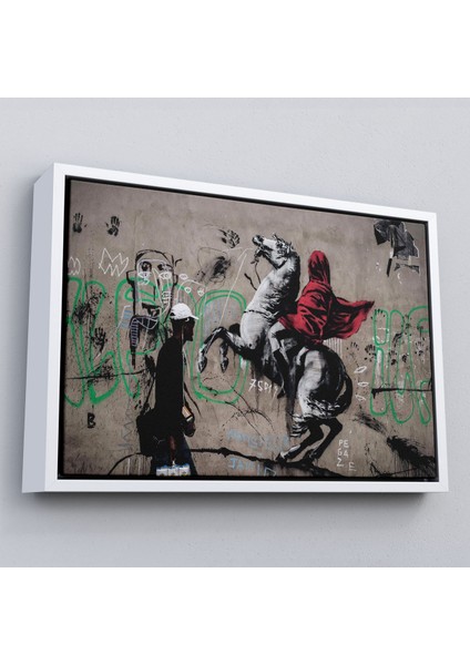 Çerçeveli Banksy Napolyon Geçişi Alpler Kanvas TABLOSU-5094
