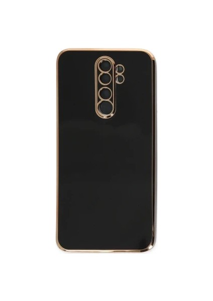 Asmobıle Şanzelize Redmi Note 8 Pro Uyumlu Kılıf – Altın Şeritli Lüks Silikon,siyah ve Beyaz Renk, Darbeye Dayanıklı, Şık ve Ince Tasarım