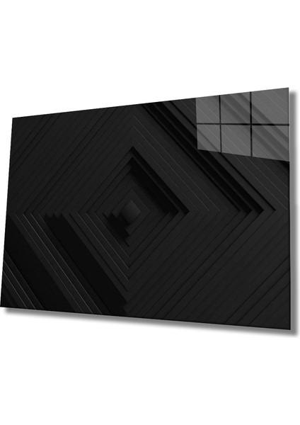 Marsilyan- Siyah Geometrik Mimari Cam Tablo