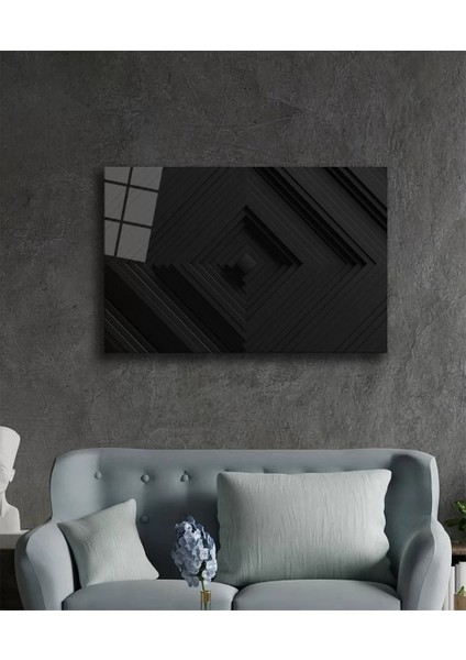Marsilyan- Siyah Geometrik Mimari Cam Tablo fiyatları