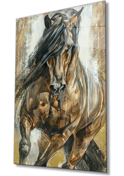 Marsilyan- Kahverengi At Cam Tablo, Brown Horse