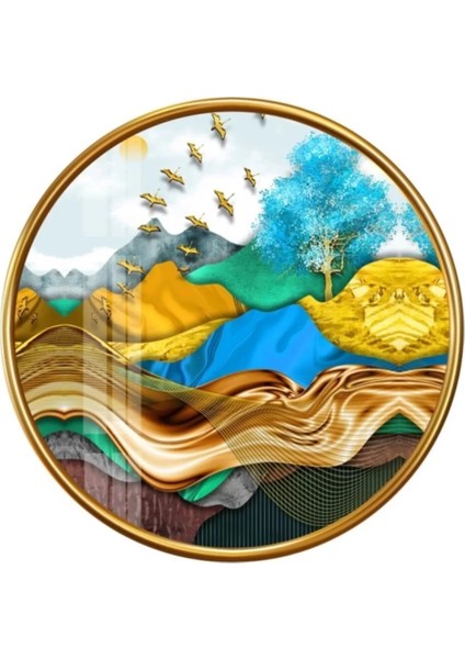 Marsilyan- Gold Desenler Yuvarlak Cam Tablo fiyatları