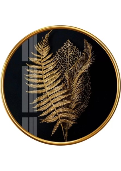 Marsilyan- Gold Yapraklar Yuvarlak Cam Tablo fiyatları